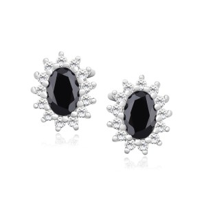 Cercei argint cu piatra neagra DiAmanti Z1102ER_B-DIA (Argint 925‰ 2,1 g.)